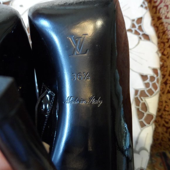 Louis Vuitton Black Patent Leather Peep Toe Ankle Boots Size 36.5B - Picture 16 of 16